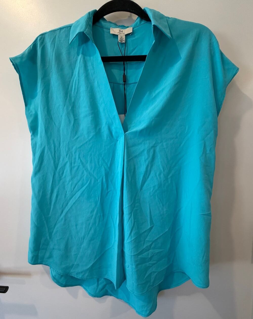 H by Halston Turquoise Top Womens S/P  NWT Professional Career Casual Everyday